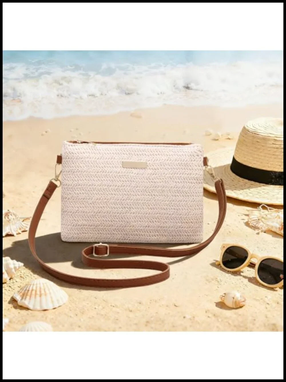 Straw Purse for Women Small Beach Clutch Wristlet Wallet with Removable Strap